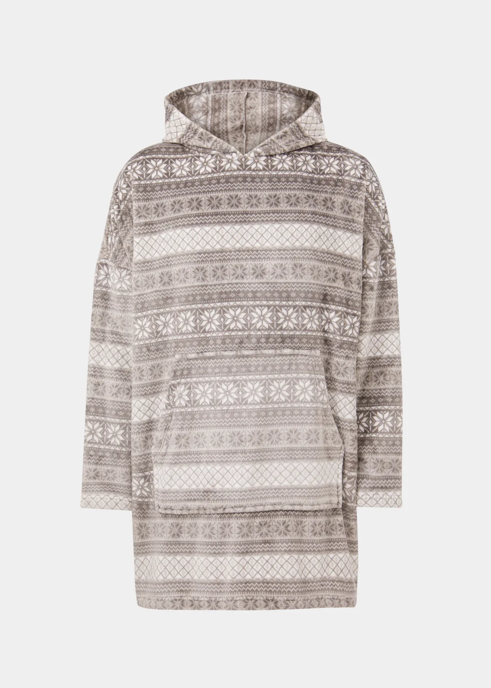 Grey Fair Isle Snuggle Hoodie - Extra small Image 4