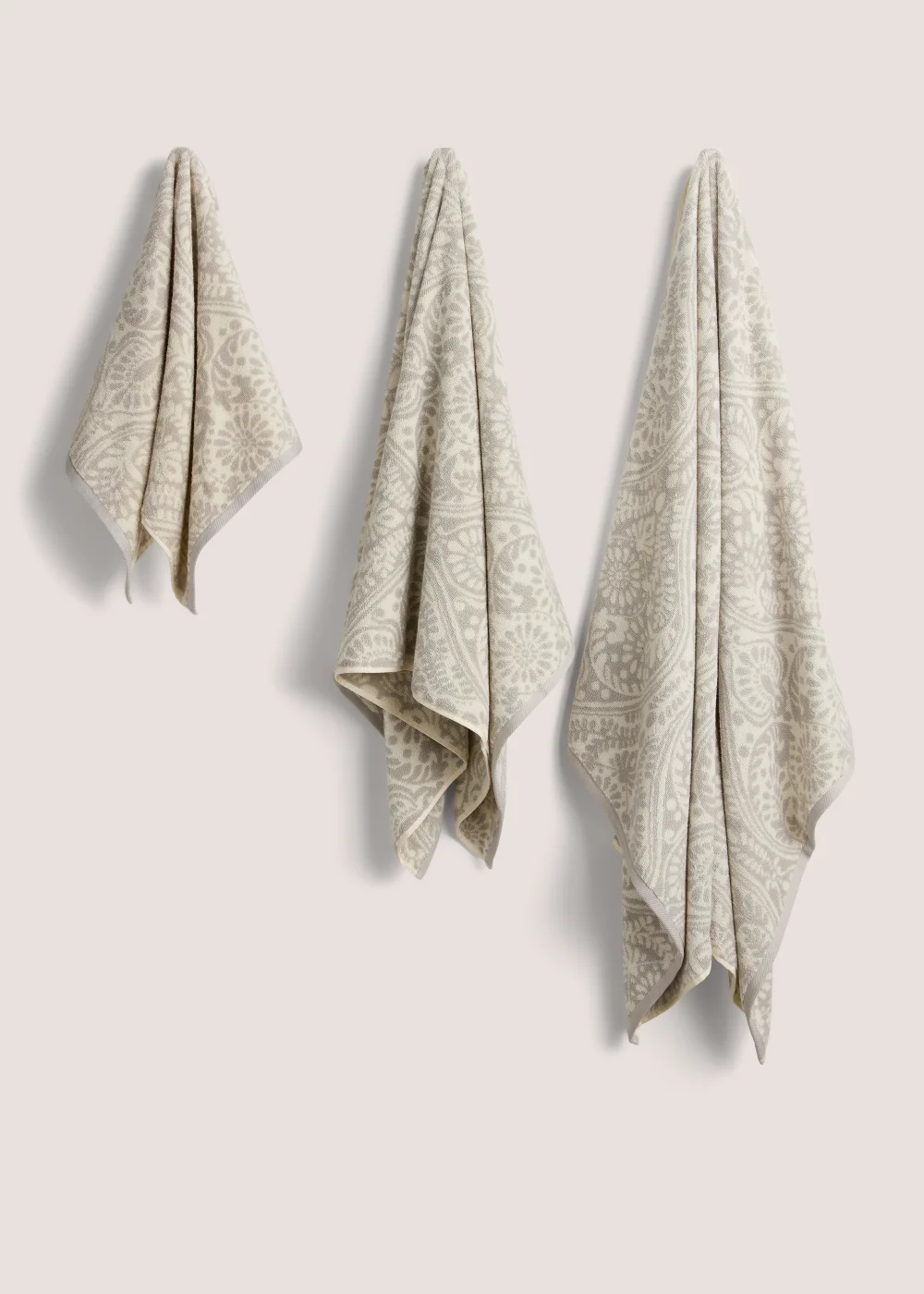 Grey Demask 100% Cotton Towels - Hand Towel Image 1