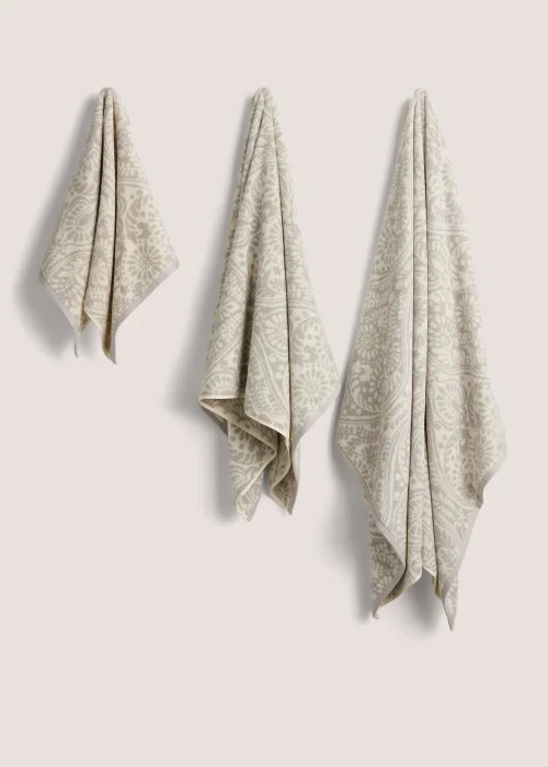 Grey Demask 100% Cotton Towels - Hand Towel Image 1