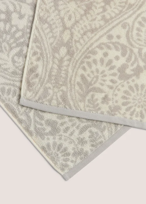 Grey Demask 100% Cotton Towels - Hand Towel Image 2