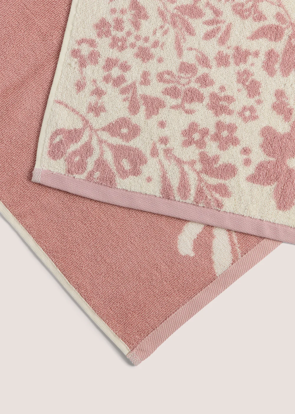 Pink Floral 100% Cotton Towels - Hand Towel Image 2