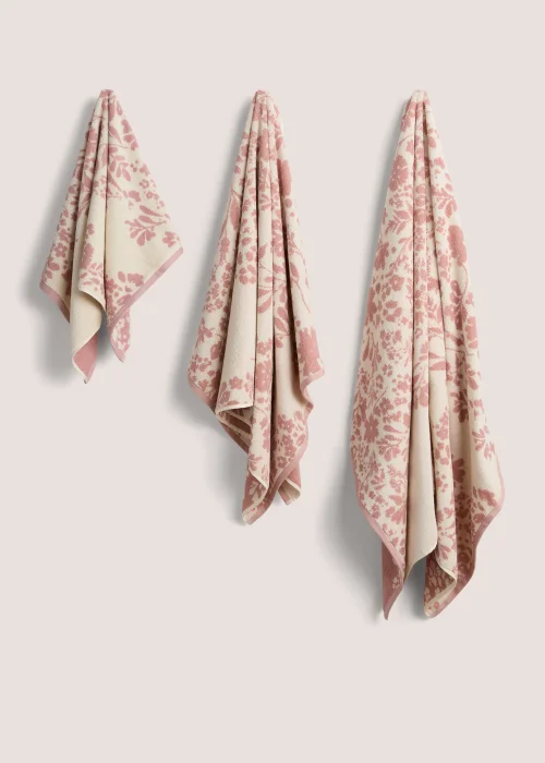 Pink Floral 100% Cotton Towels - Hand Towel Image 1