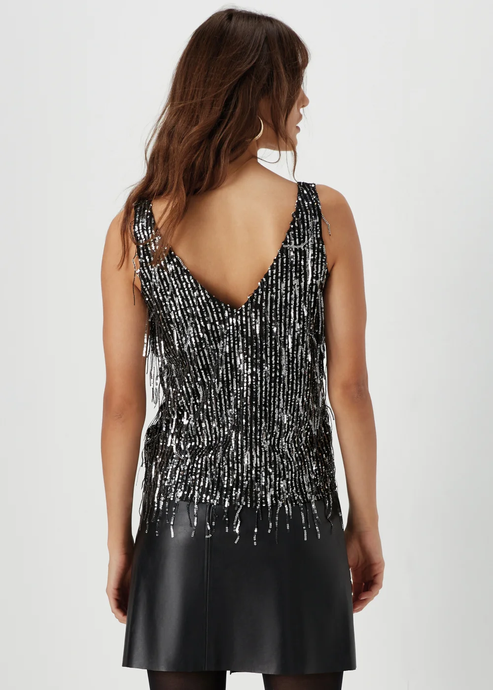 Et Vous Silver Sequin Cami Top - 8 Image 2