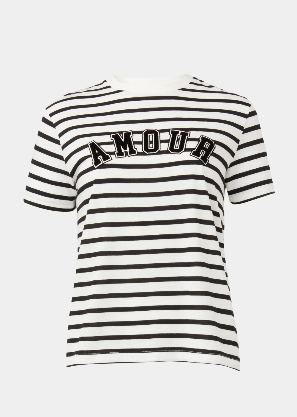 Black & White Stripe Amore Print T-Shirt - Size 8 Image 5
