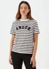 Black & White Stripe Amore Print T-Shirt - Size 8 Image 1