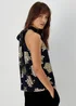 Et Vous Navy Floral High Neck Sleeveless Top - Size 8 Image 2