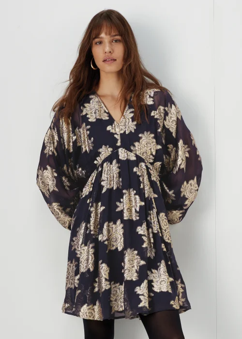 Et Vous Navy Floral Jacquard Mini Dress - 8 Image 1