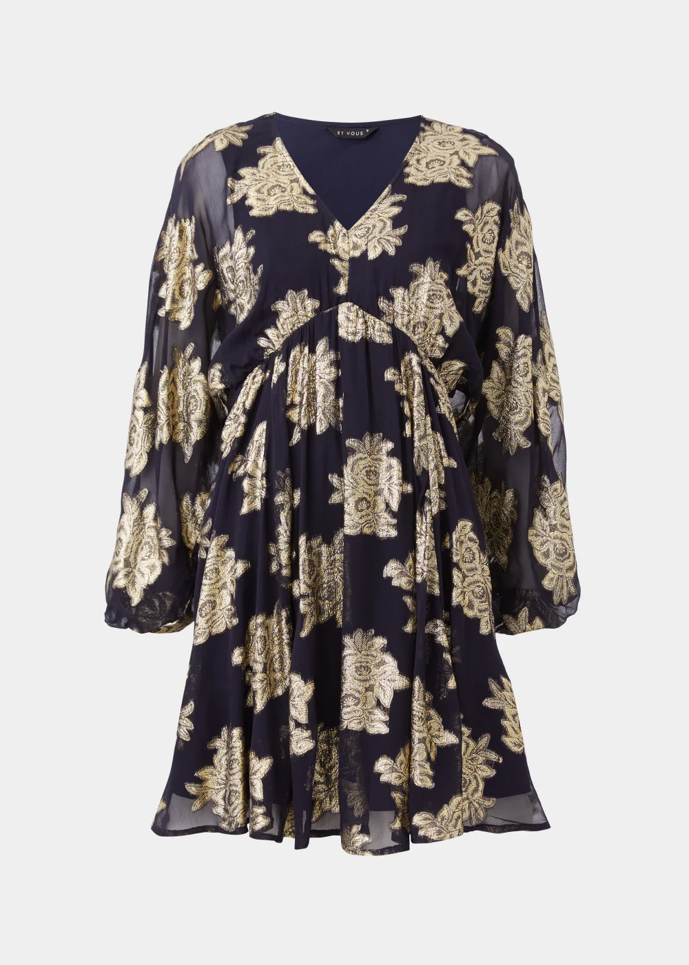 Et Vous Navy Floral Jacquard Mini Dress - 8 Image 5