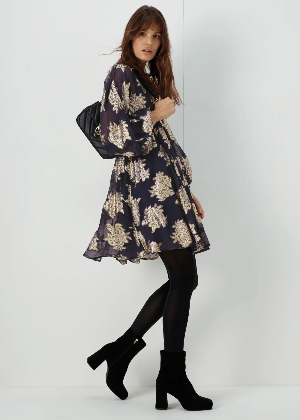 Et Vous Navy Floral Jacquard Mini Dress - 8 Image 4