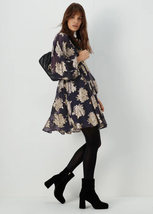 Et Vous Navy Floral Jacquard Mini Dress - 8 Image 4