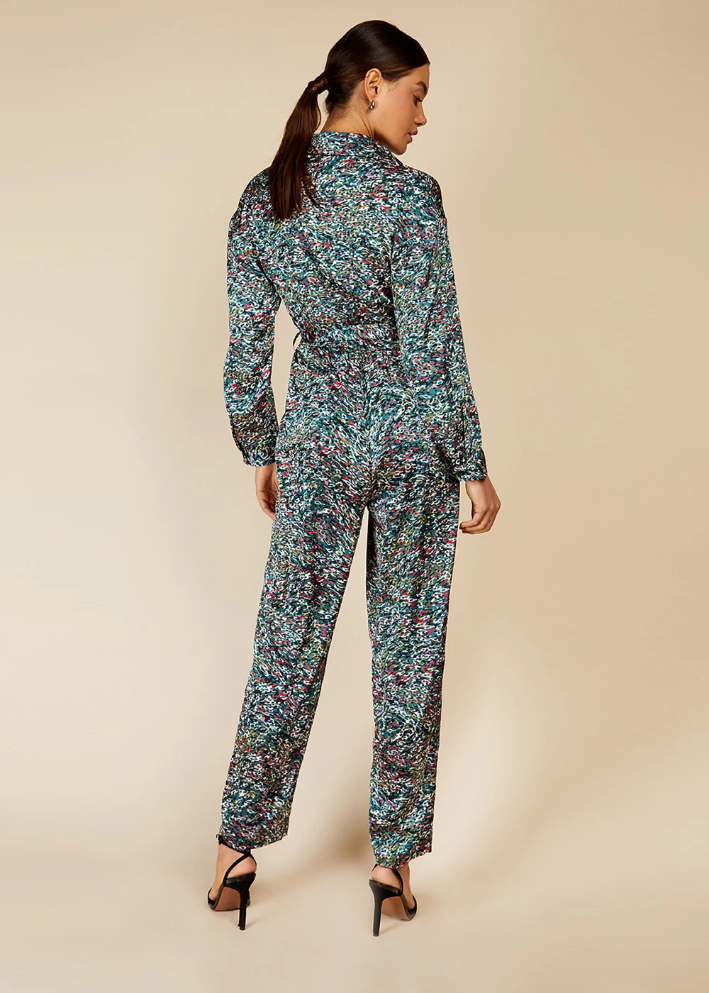Little Mistress by Vogue Williams Multicoloured Print Satin Jumpsuit - 8 Image 3