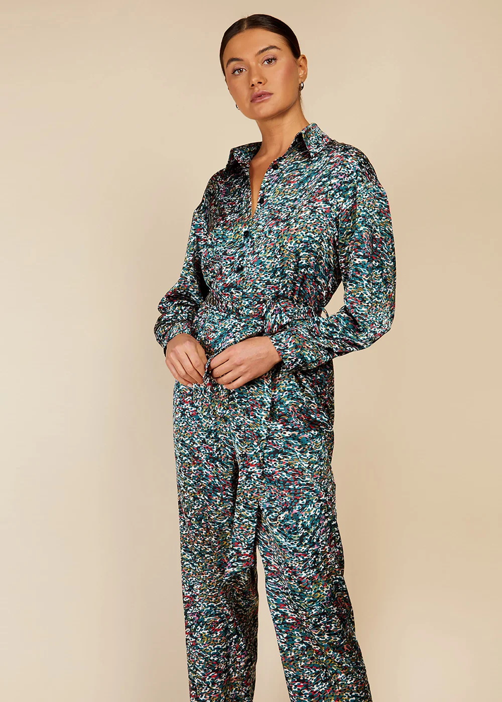 Little Mistress by Vogue Williams Multicoloured Print Satin Jumpsuit - 8 Image 5