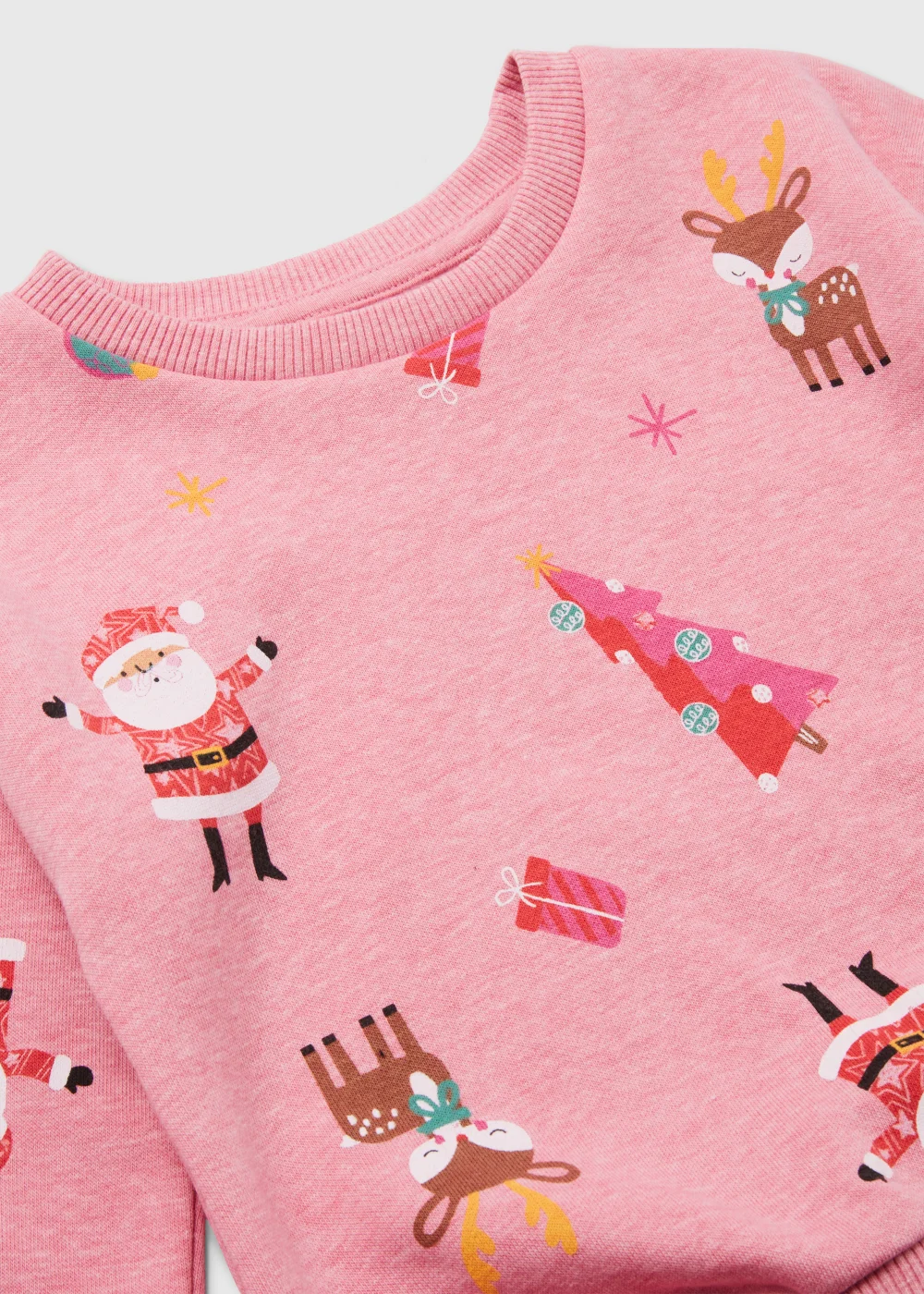 Girls Pink Christmas Sweatshirt (9mths-6yrs) - 1-1.5 Yrs Image 2