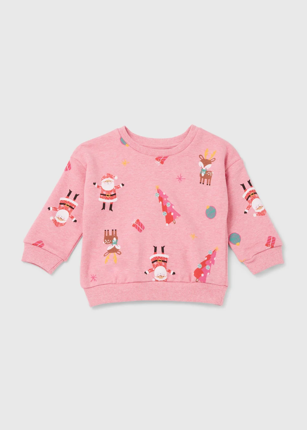 Girls Pink Christmas Sweatshirt (9mths-6yrs) - 1-1.5 Yrs Image 1