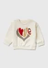 Girls Cream Love Sweatshirt (9mths-6yrs) - 9-12 months Image 1
