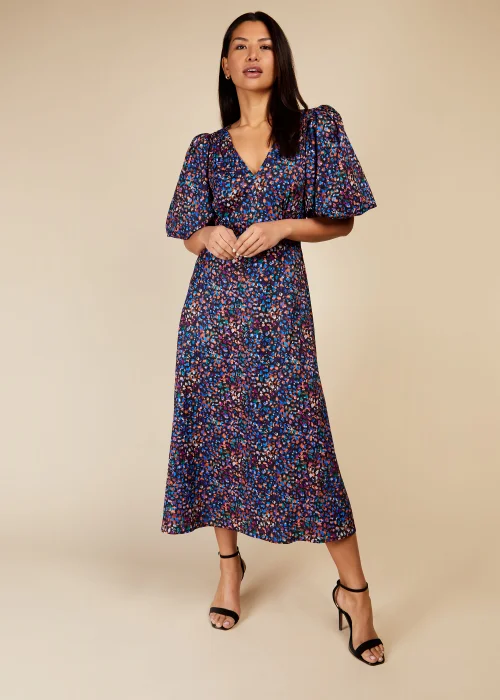 Little Mistress Multicoloured Puff Sleeve Midaxi Dress - Size 8 Image 1