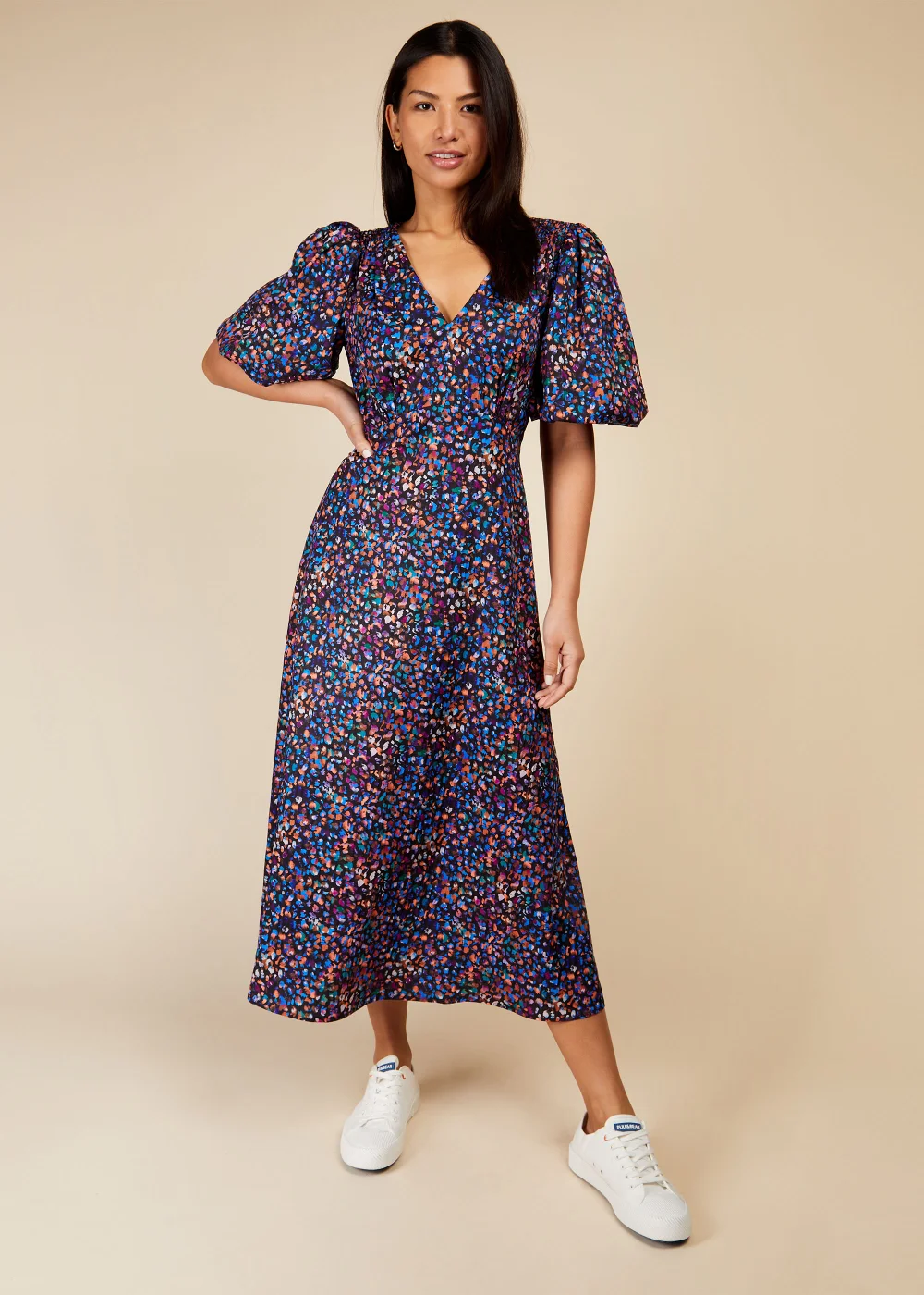 Little Mistress Multicoloured Puff Sleeve Midaxi Dress - Size 8 Image 6