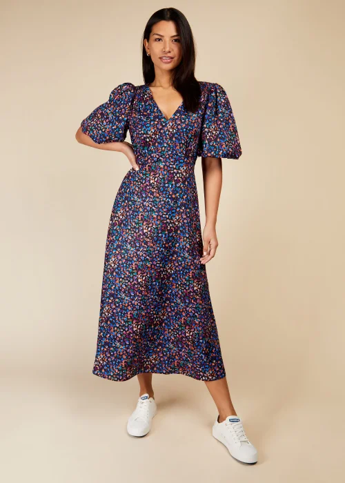 Little Mistress Multicoloured Puff Sleeve Midaxi Dress - Size 8 Image 6