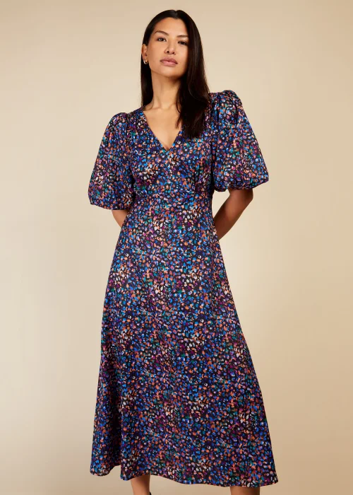 Little Mistress Multicoloured Puff Sleeve Midaxi Dress - Size 8 Image 4
