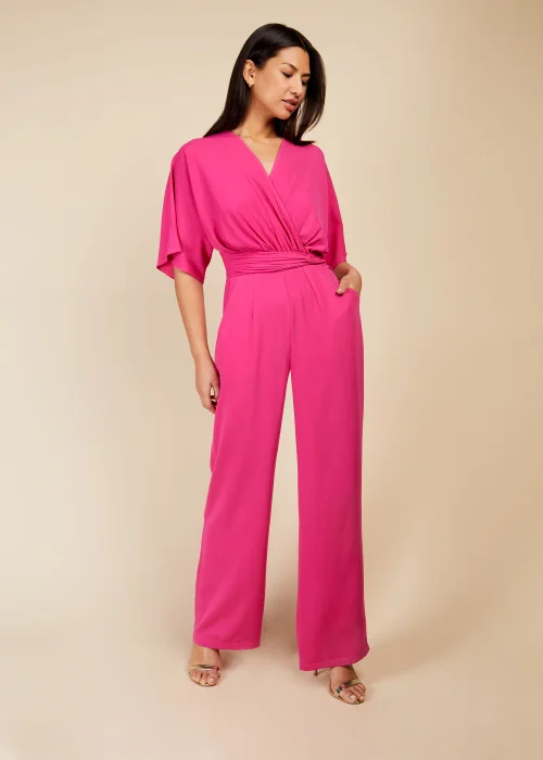 Little Mistress Pink Mock Wrap Jumpsuit - 14 Image 1