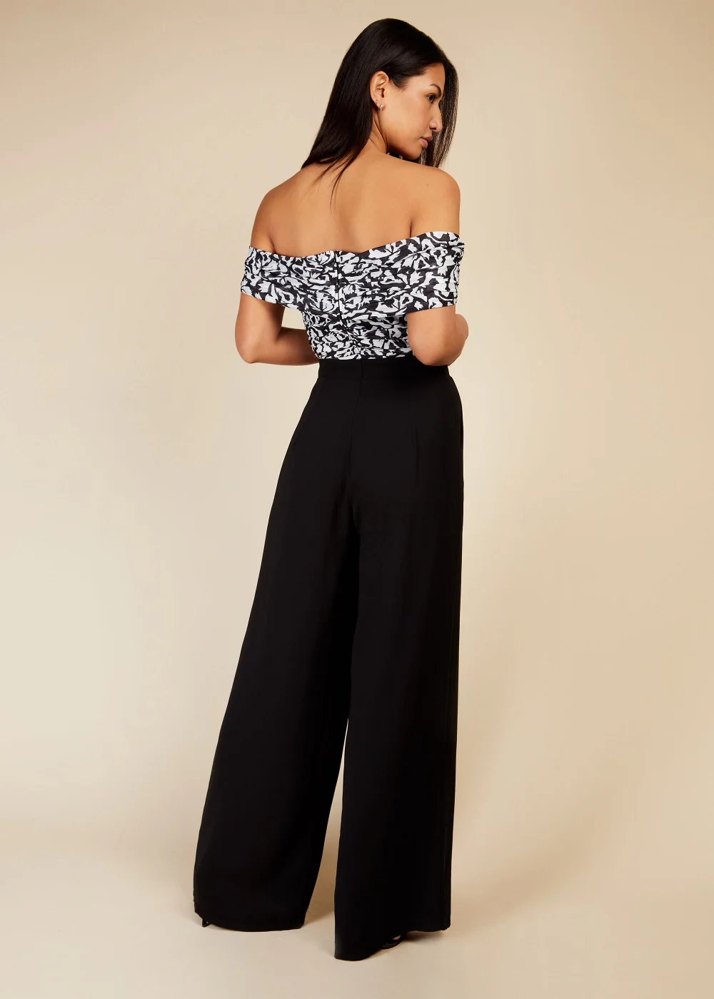 Little Mistress Black & White Print Bardot Jumpsuit - 8 Image 2