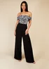 Little Mistress Black & White Print Bardot Jumpsuit - 8 Image 1