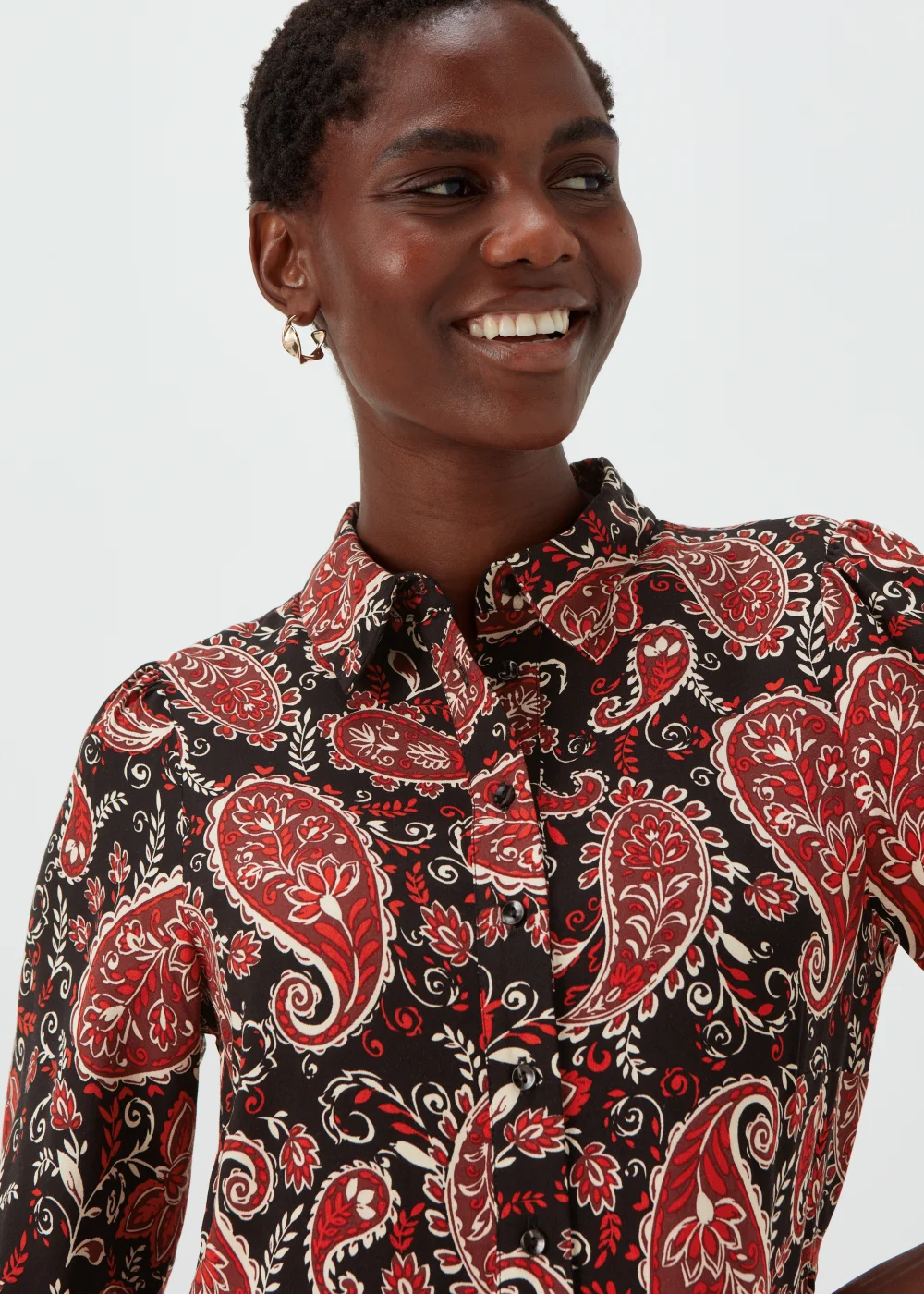 Black Paisley Print Mini Shirt Dress - 8 Image 3
