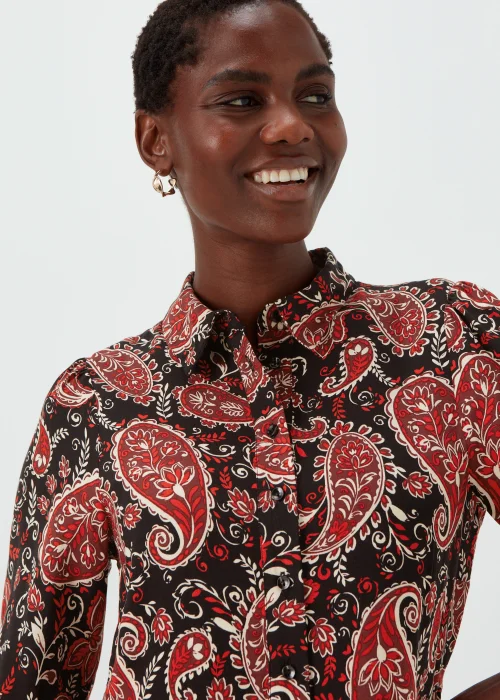 Black Paisley Print Mini Shirt Dress - 8 Image 3