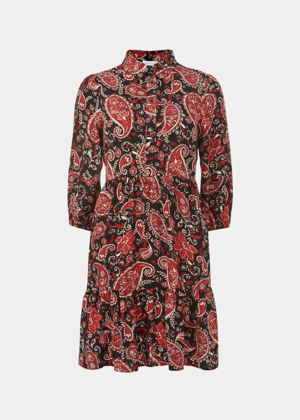 Black Paisley Print Mini Shirt Dress - 8 Image 5