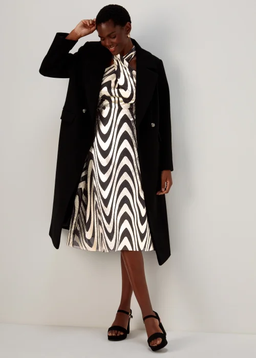 Et Vous Black & Gold Metallic Midi Dress - 8 Image 4