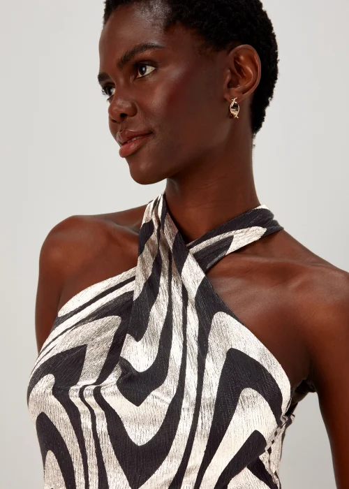 Et Vous Black & Gold Metallic Midi Dress - 8 Image 3