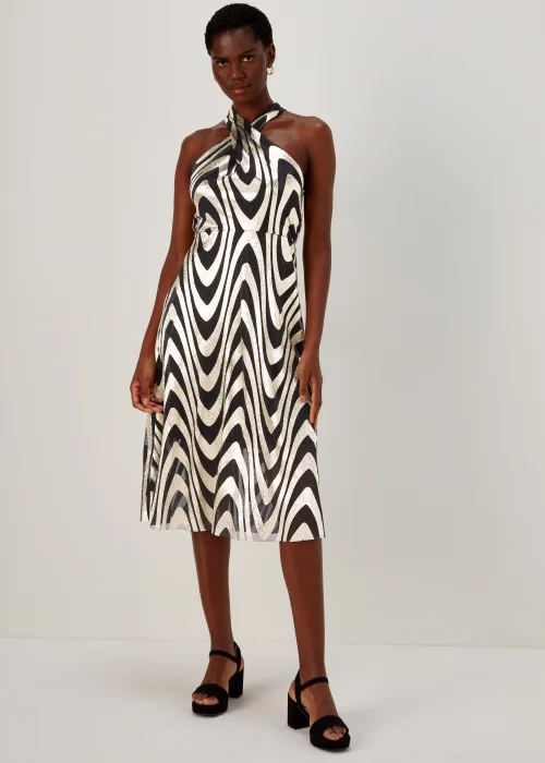 Et Vous Black & Gold Metallic Midi Dress - 8 Image 1