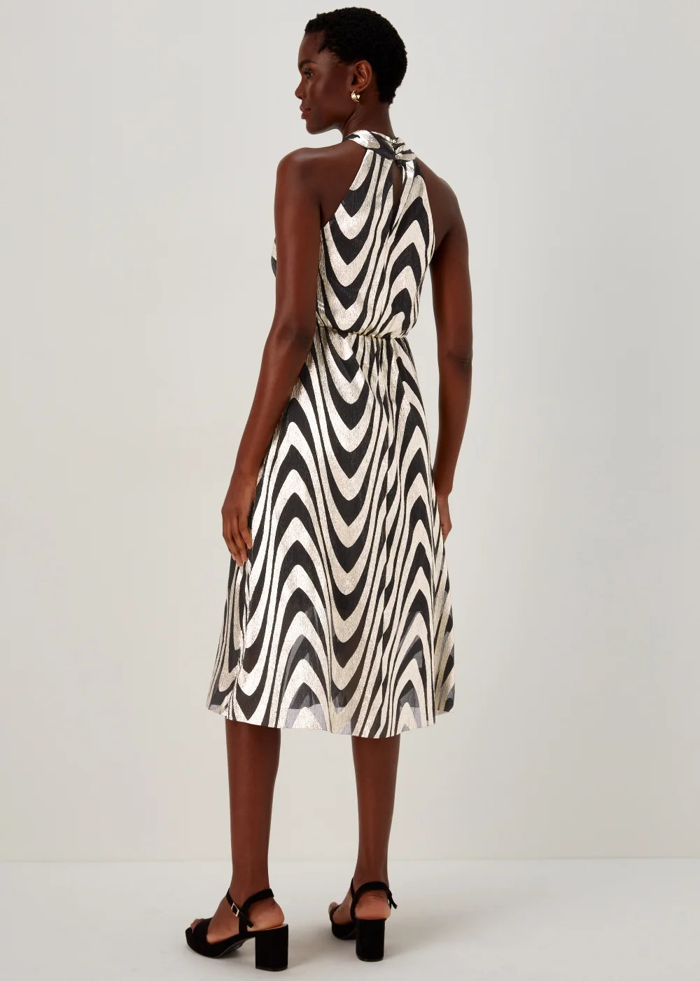 Et Vous Black & Gold Metallic Midi Dress - 8 Image 2