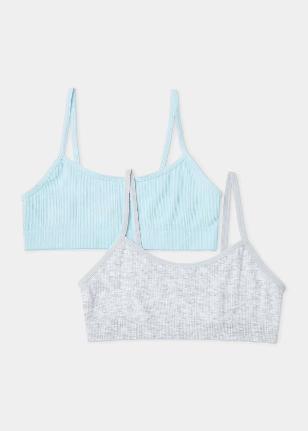 Girls 2 Pack Ribbed Seamless Crop Tops (6-13yrs) - Age 6 - 7 Years Image 1