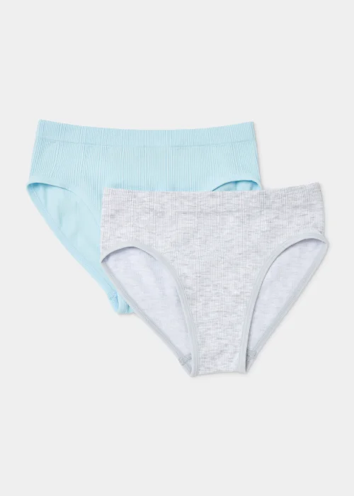 Girls 2 Pack Ribbed Seamless Knickers (6-13yrs) - Age 6 - 7 Years Image 1