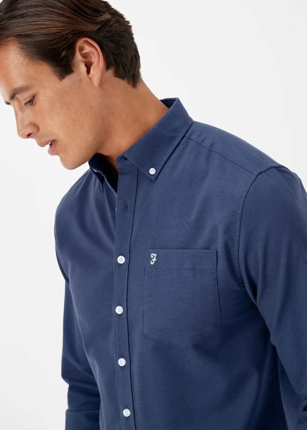 Farah Blue Drayton Long Sleeve Shirt - Small Image 3