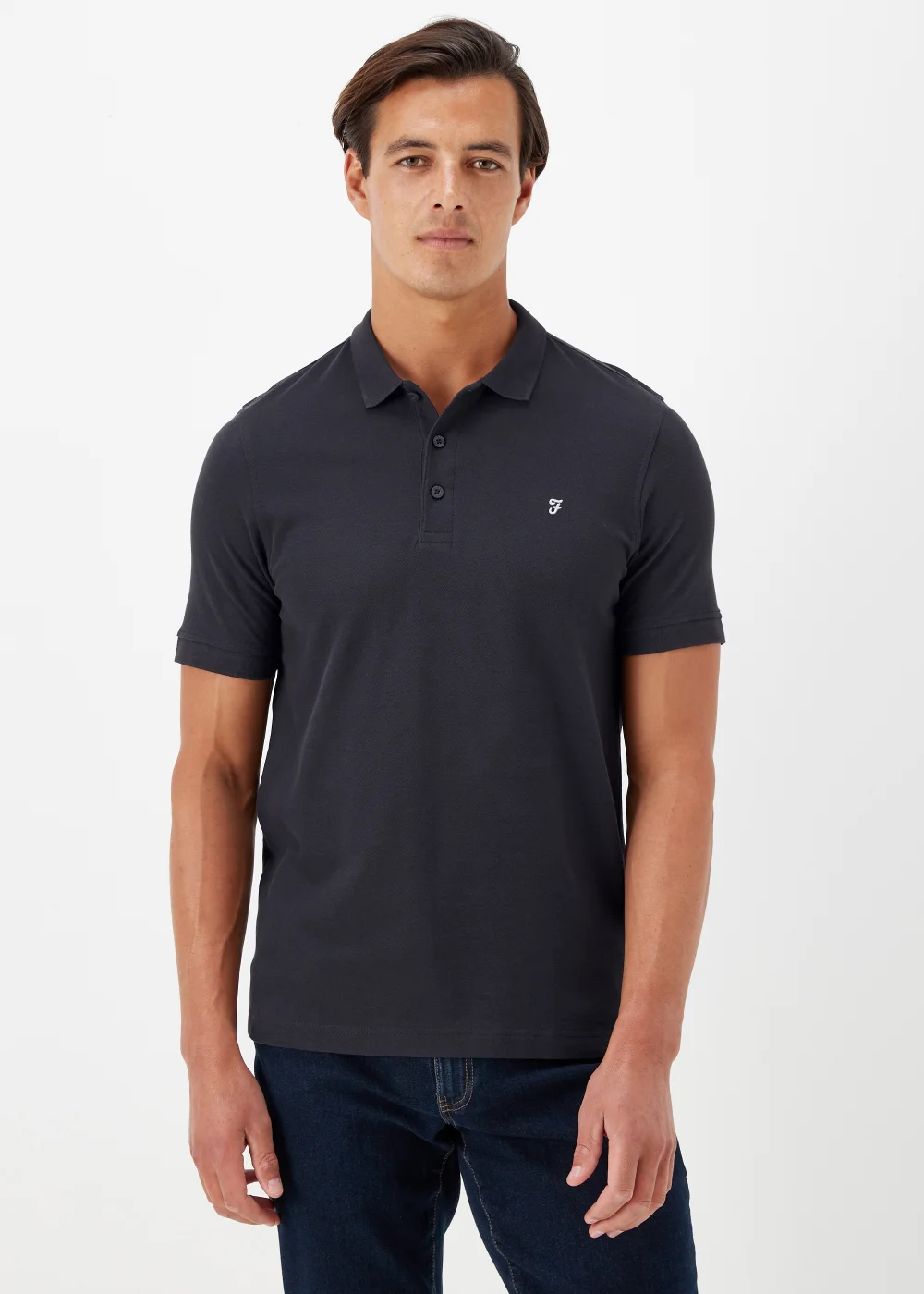 Farah Cove Navy Short Sleeve Polo Shirt - S Image 1