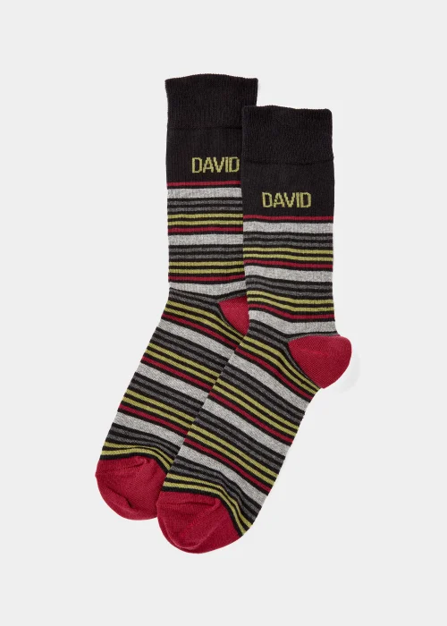 Multicoloured David Name Socks - 6-8.5 Image 1