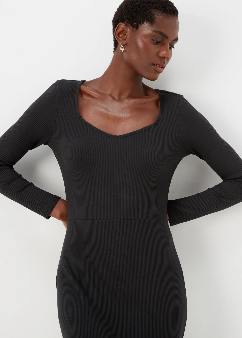 Et Vous Black Ribbed Midi Dress - 8 Image 3