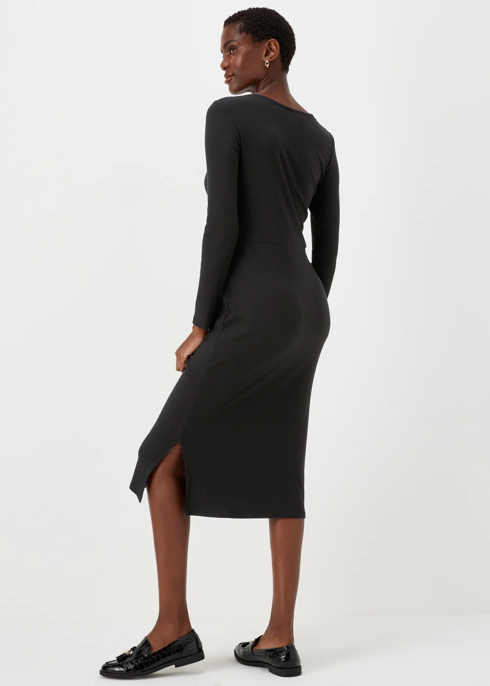 Et Vous Black Ribbed Midi Dress - 8 Image 2