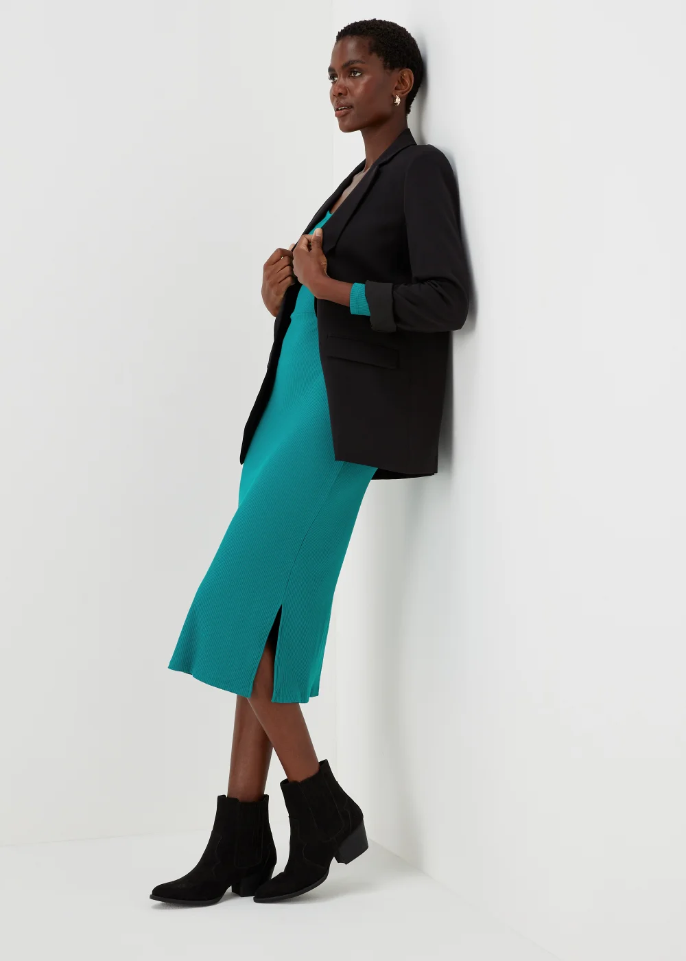 Et Vous Green Ribbed Dress - 8 Image 4