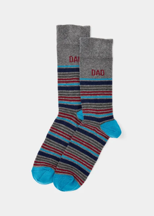 Multicoloured Stripe Dad Socks - Sizes 6 - 8.5 Image 1