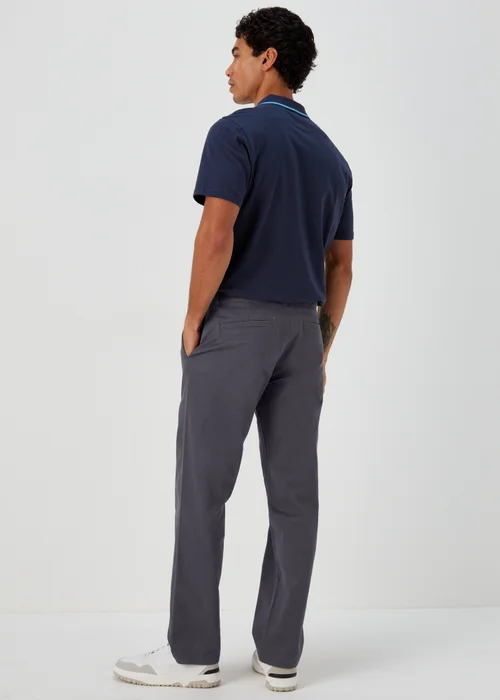 Charcoal Straight Fit Stretch Chinos - 30 Waist Regular Image 2