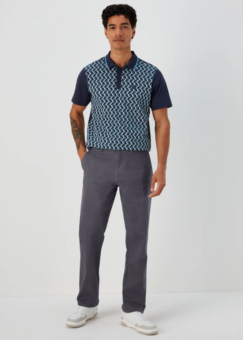 Charcoal Straight Fit Stretch Chinos - 30 Waist Regular Image 1