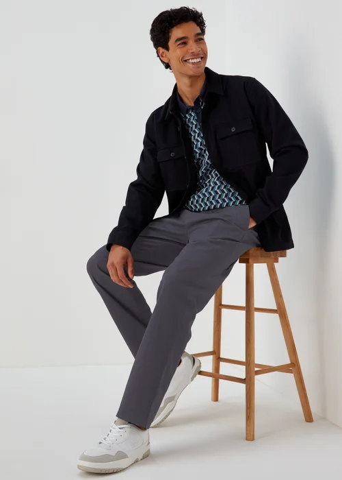 Charcoal Straight Fit Stretch Chinos - 30 Waist Regular Image 4