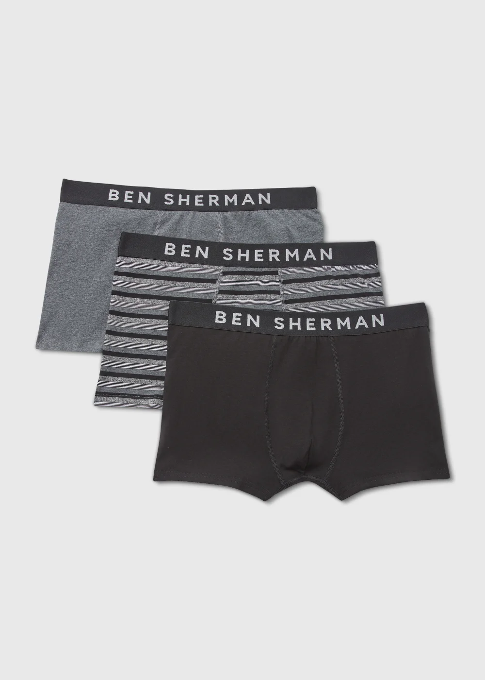 Ben Sherman 3 Pack Grey Stripe Boxers - Small Image 1