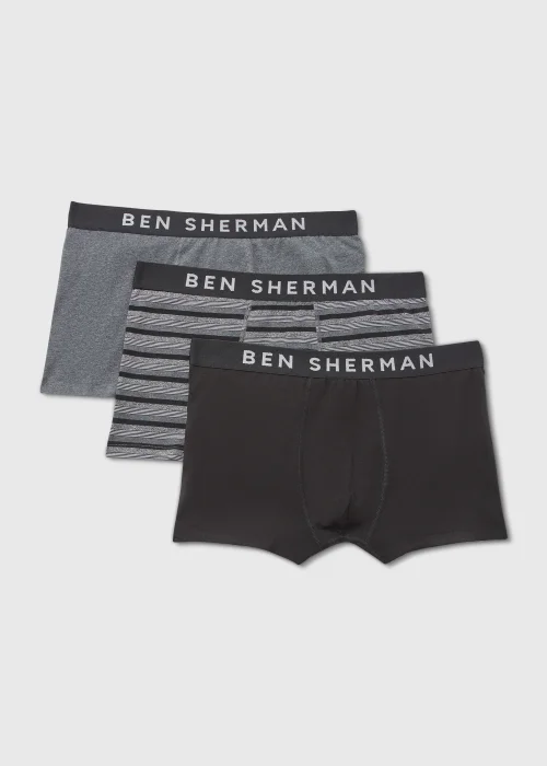 Ben Sherman 3 Pack Grey Stripe Boxers - Small Image 1