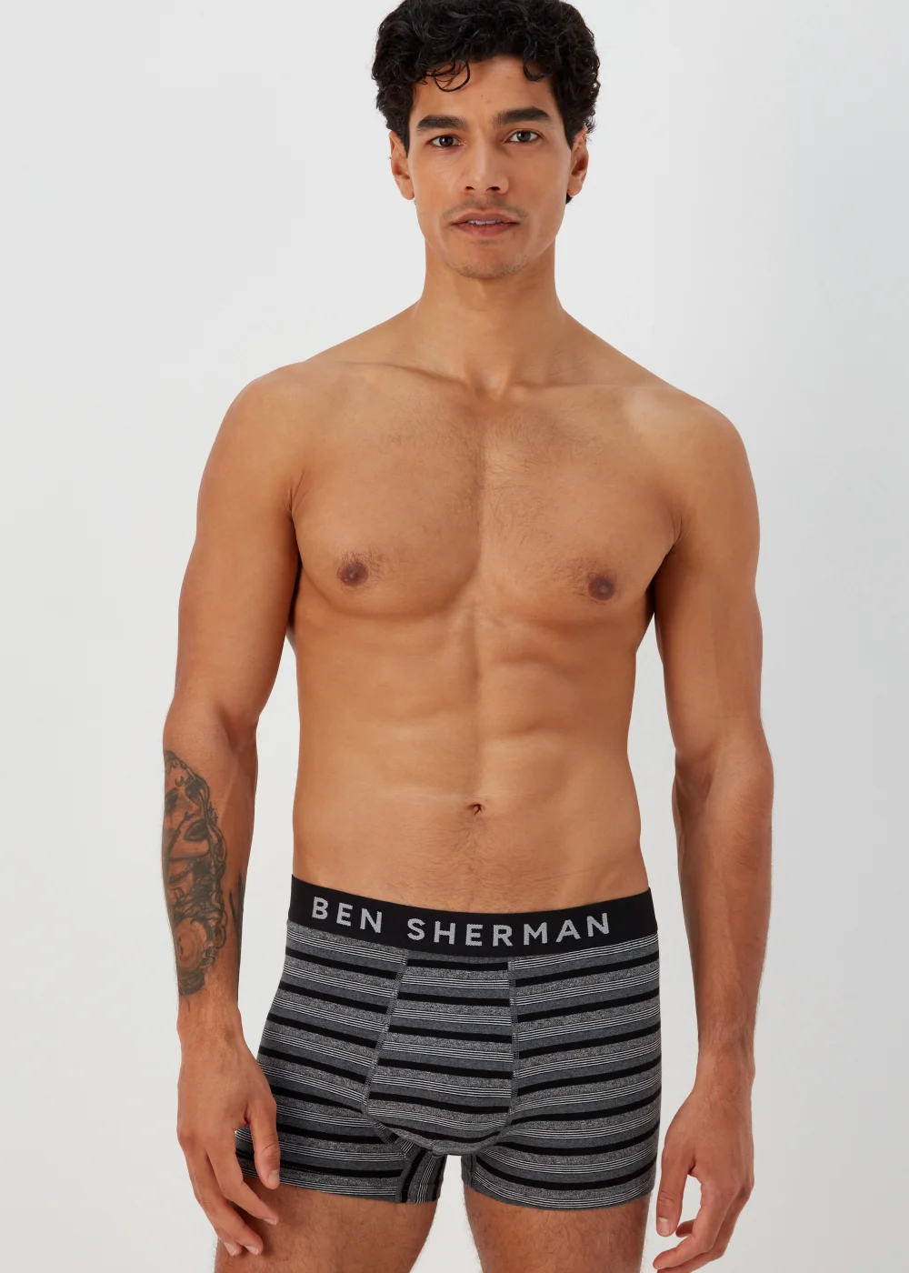 Ben Sherman 3 Pack Grey Stripe Boxers - Small Image 2