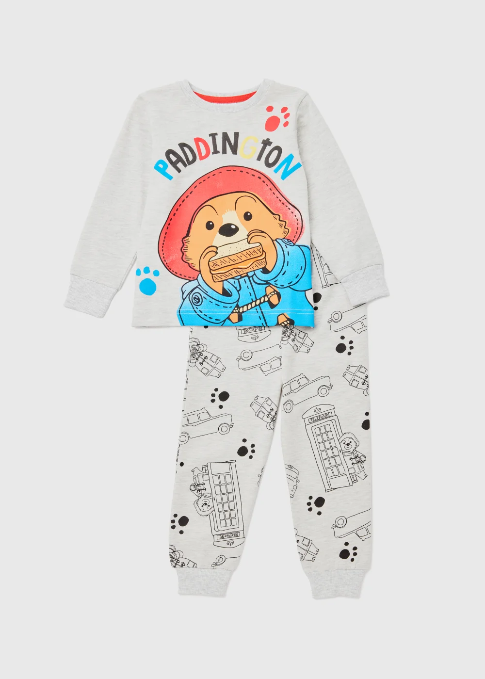 Kids Grey Paddington Print Long Sleeve Pyjama Set (9mths-5yrs) - Age 9 - 12 Months Image 1