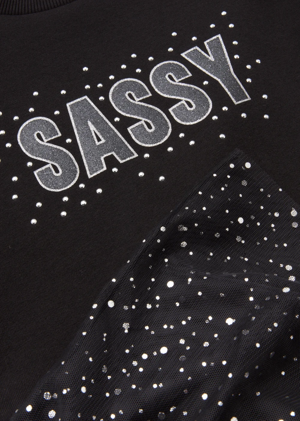 Girls Black 2 in 1 Sassy Mesh Sweatshirt Dress (4-13yrs) - 4 Yrs Image 2